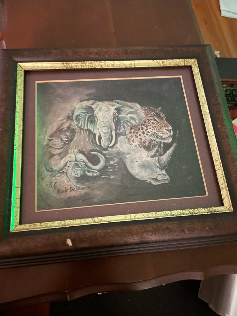 Sean Caulfield Original Rock Canvas Art African Big Five Textuted Framed Paintin